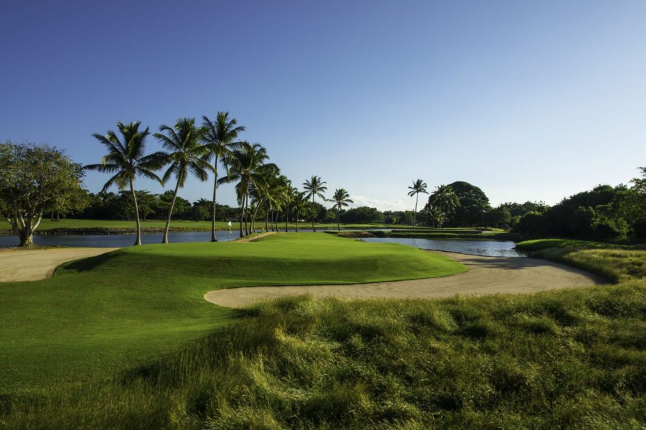 Green de Casa de Campo entre palmeras y agua: el soporte en destino en un viaje de golf se prueba cuando el grupo ya está allí